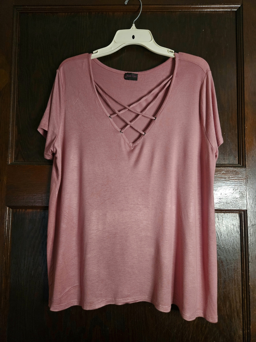 Women’s Crisscross V-Neck Top - Dusty Rose